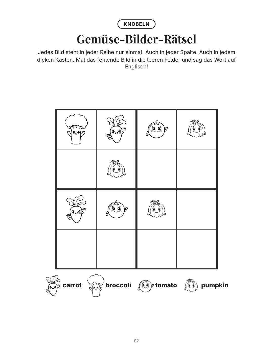 Knobeln: Gemüse-Bilder-Rätsel