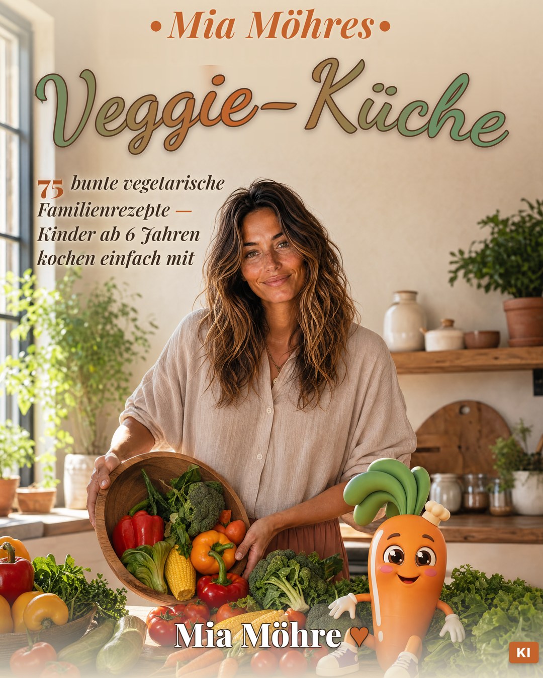 Cover: Mia Möhres Veggie-Küche — 75 bunte vegetarische Rezepte für Familien, Kinder ab 6 Jahren kochen mit