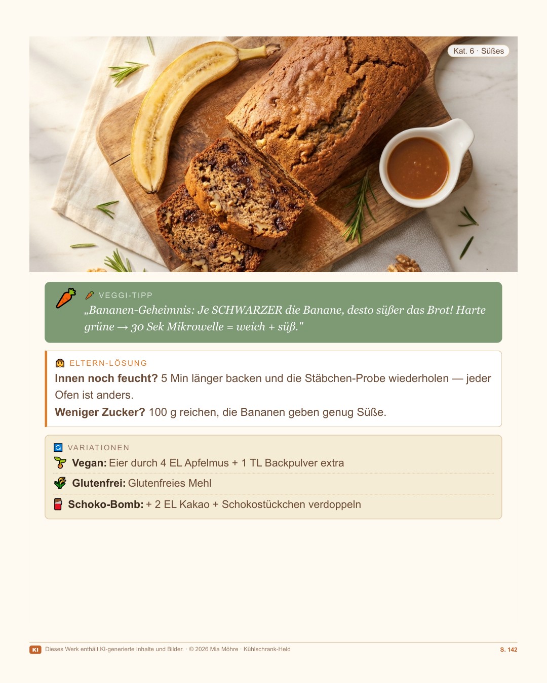 Gerichtsfoto — fertiges saftiges Wunder-Bananenbrot, angeschnitten
