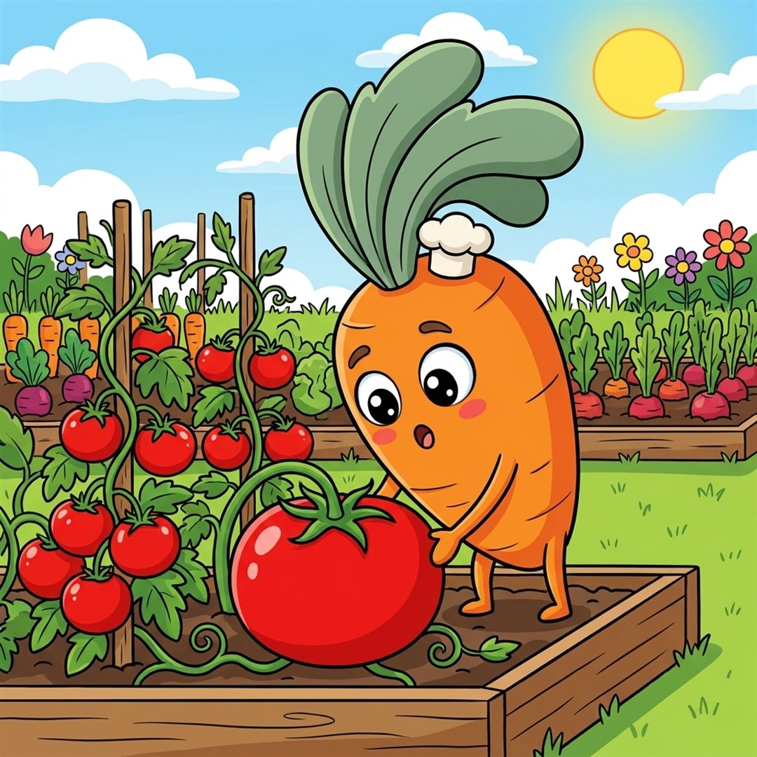 Station Tomaten-Beet — buntes Bild zum Anschauen