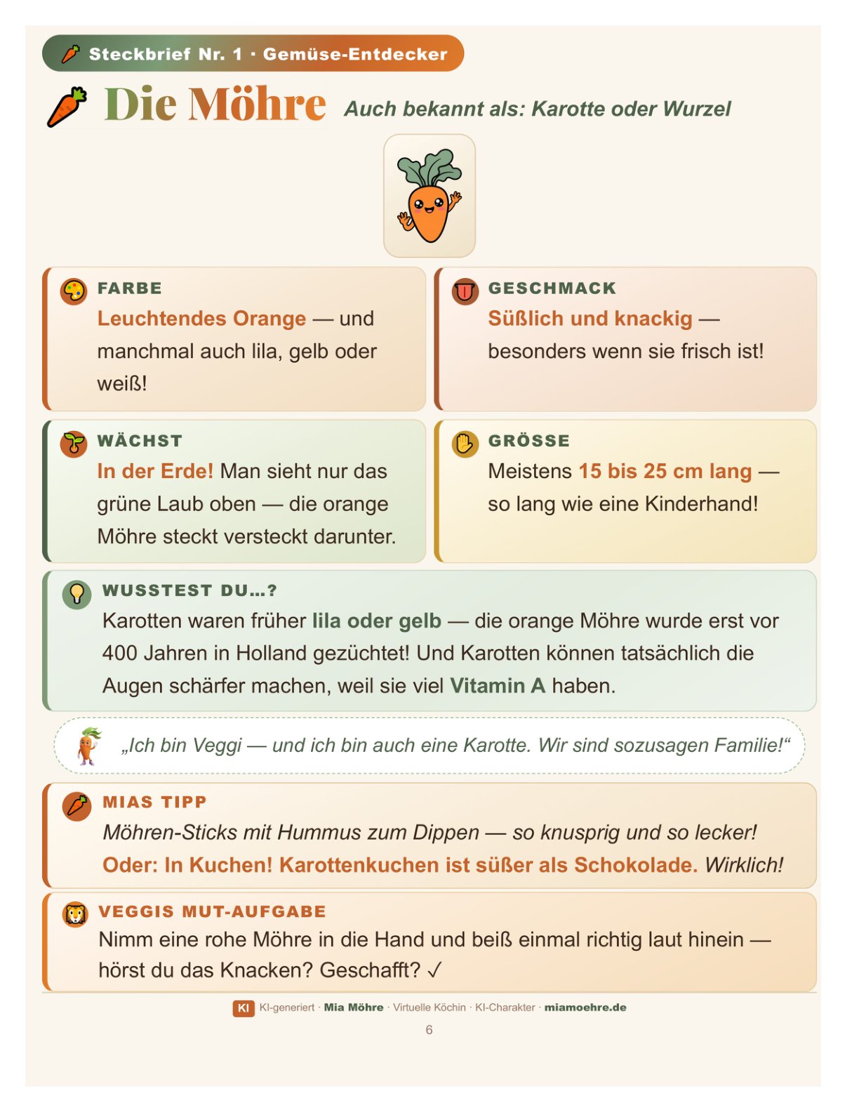 Kostprobe: der komplette Steckbrief zur Möhre