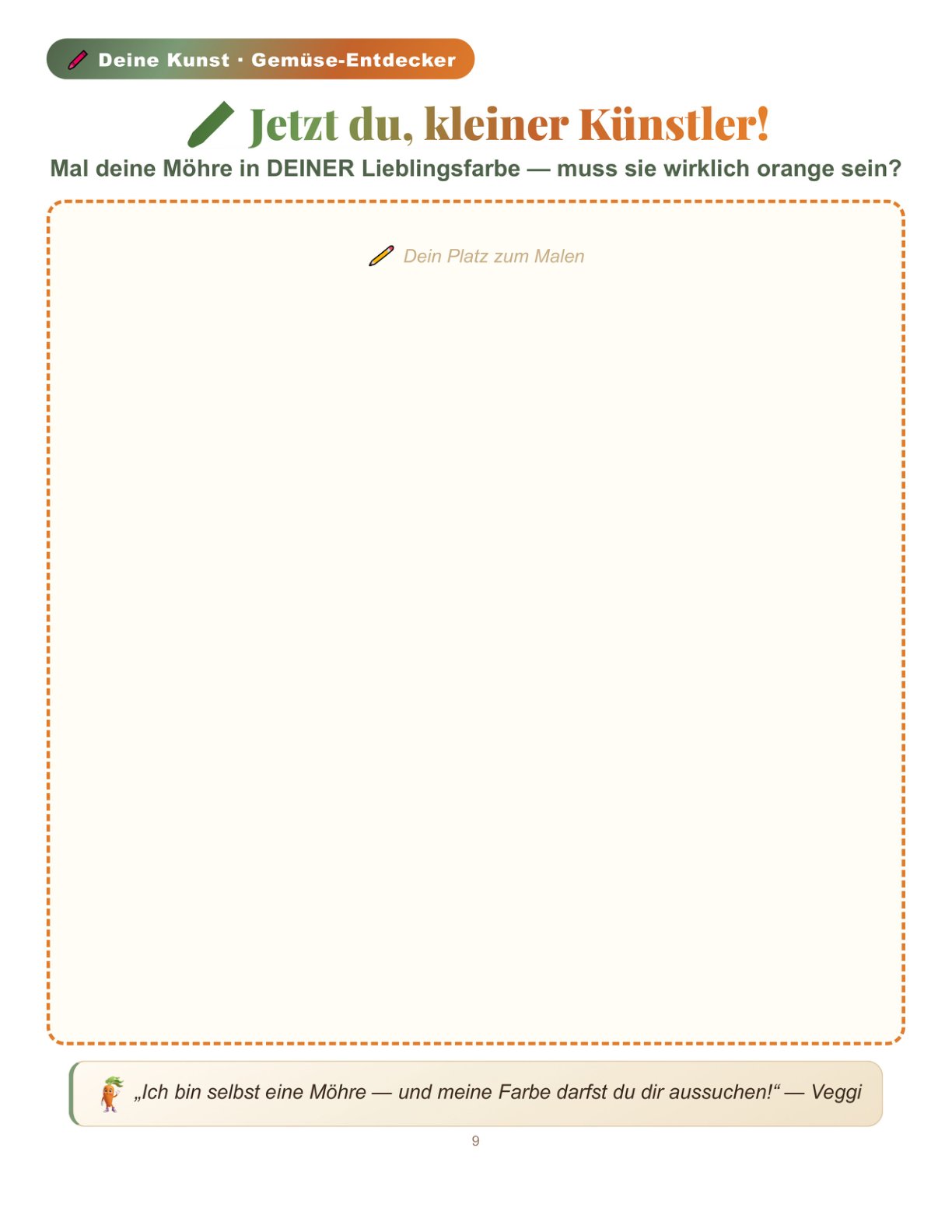 Jetzt du, kleiner Künstler! — der Mal-Impuls zur Möhre