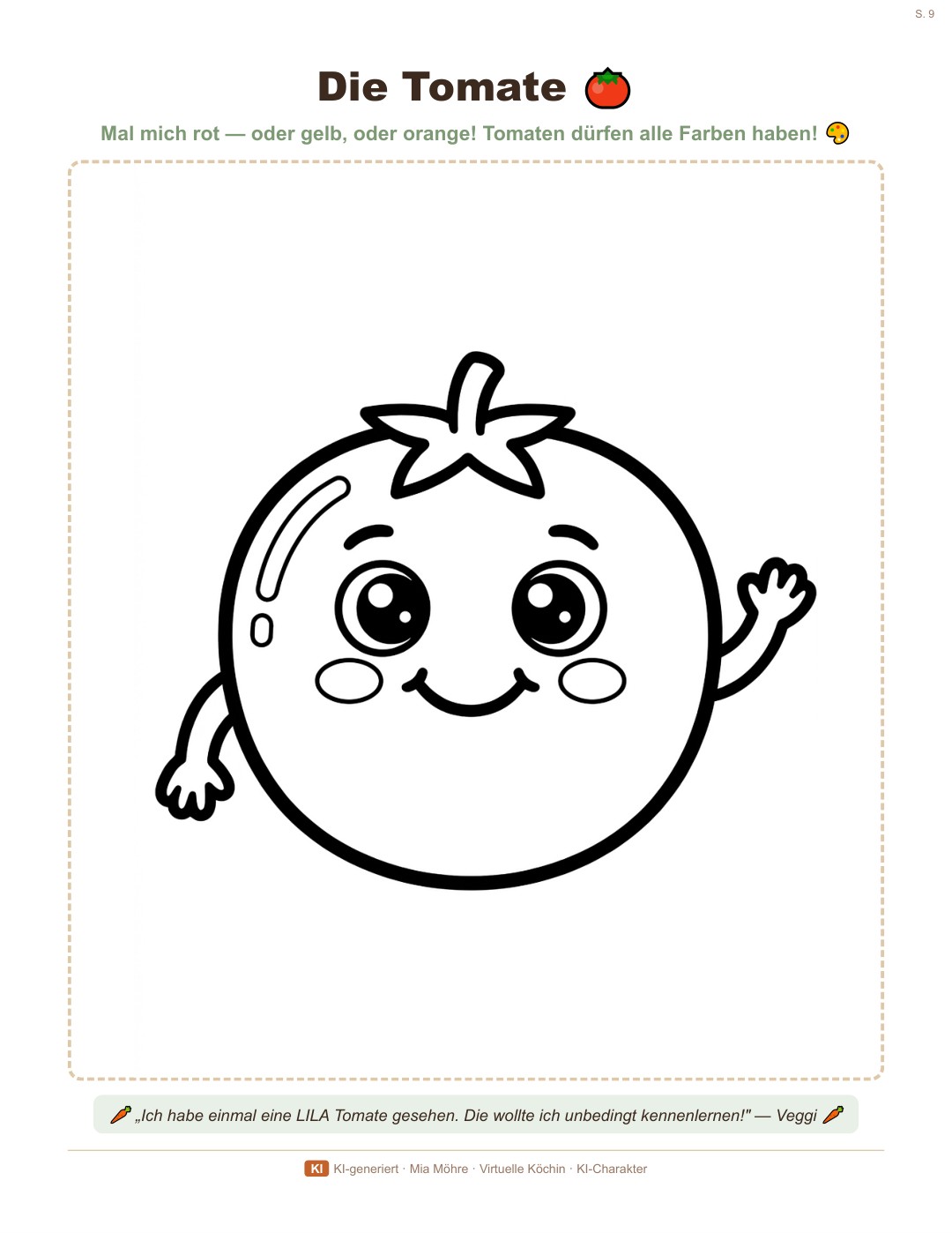 Die Tomate — Ausmalseite zum Selbstausmalen