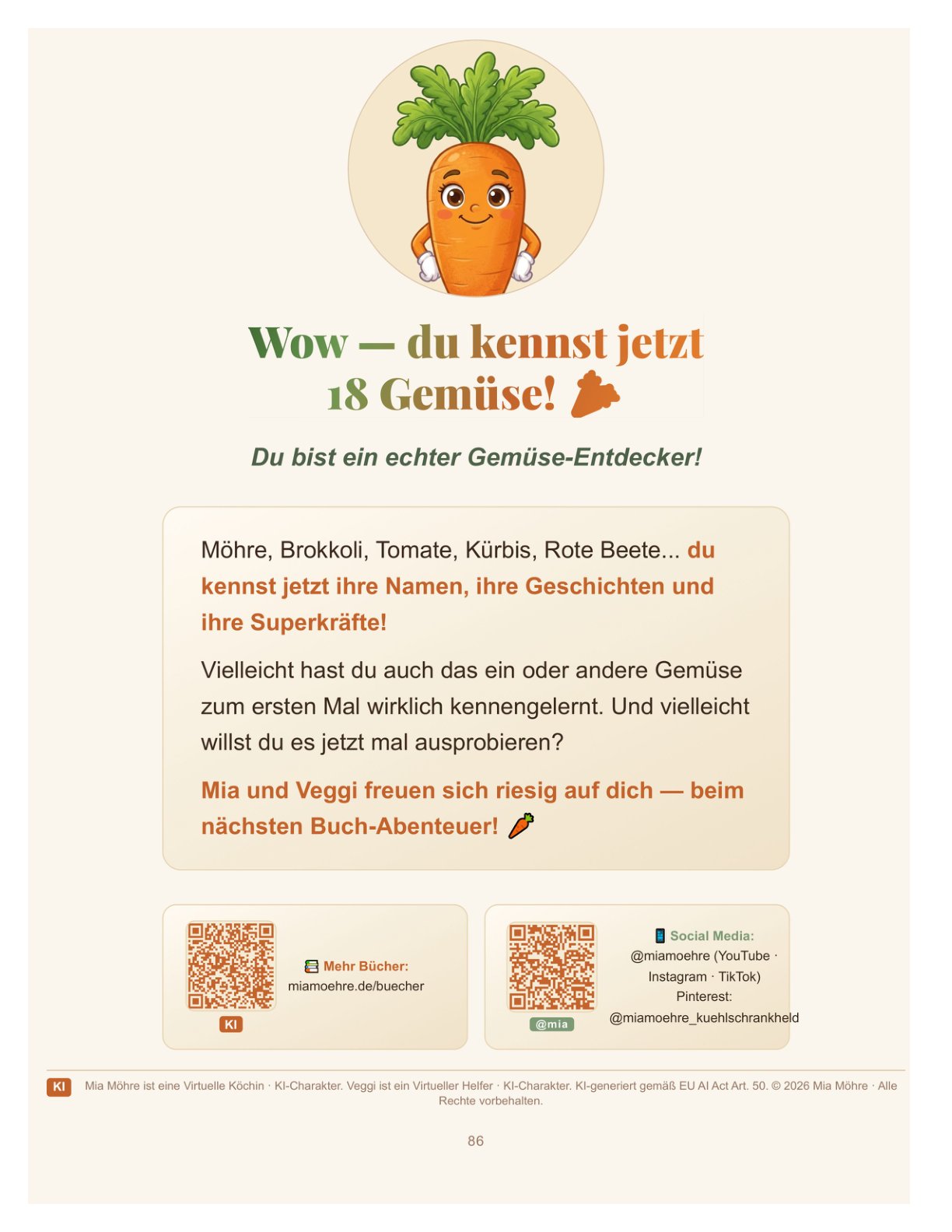 Backcover: Gemüse-Steckbriefe zum Ausmalen — mit Mia Möhre und Veggi