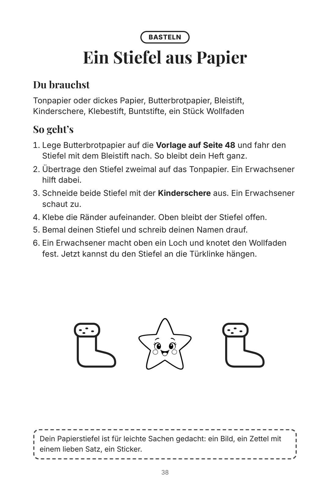 Basteln: ein Stiefel aus Papier