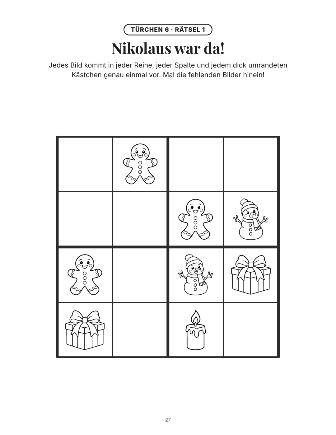 Türchen 6: Bilder-Sudoku zum Nikolaustag