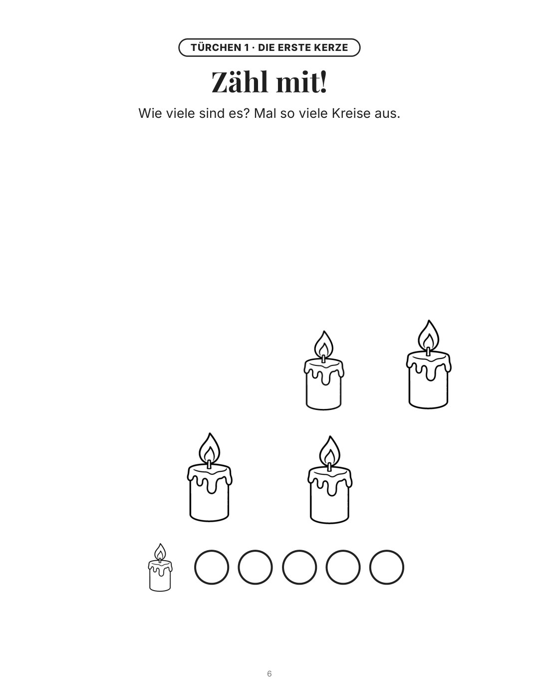 Türchen 1: Zähl mit! Wie viele Kerzen sind es?