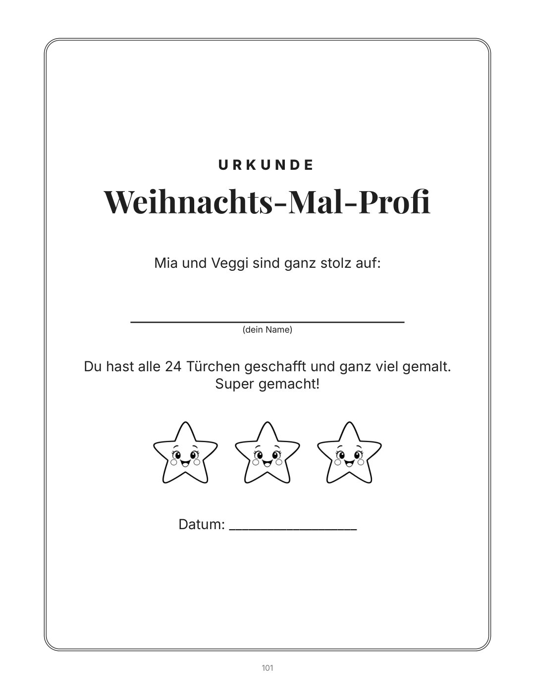 Die Urkunde für kleine Weihnachts-Mal-Profis