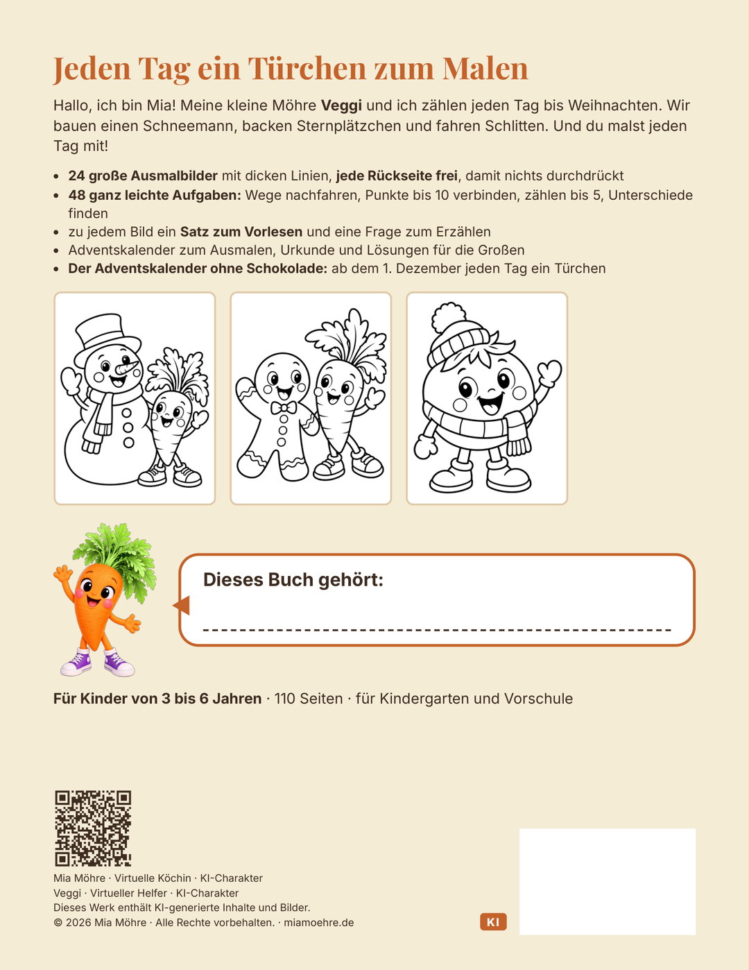 Mia Möhres Weihnachts-Malbuch: Rückseite