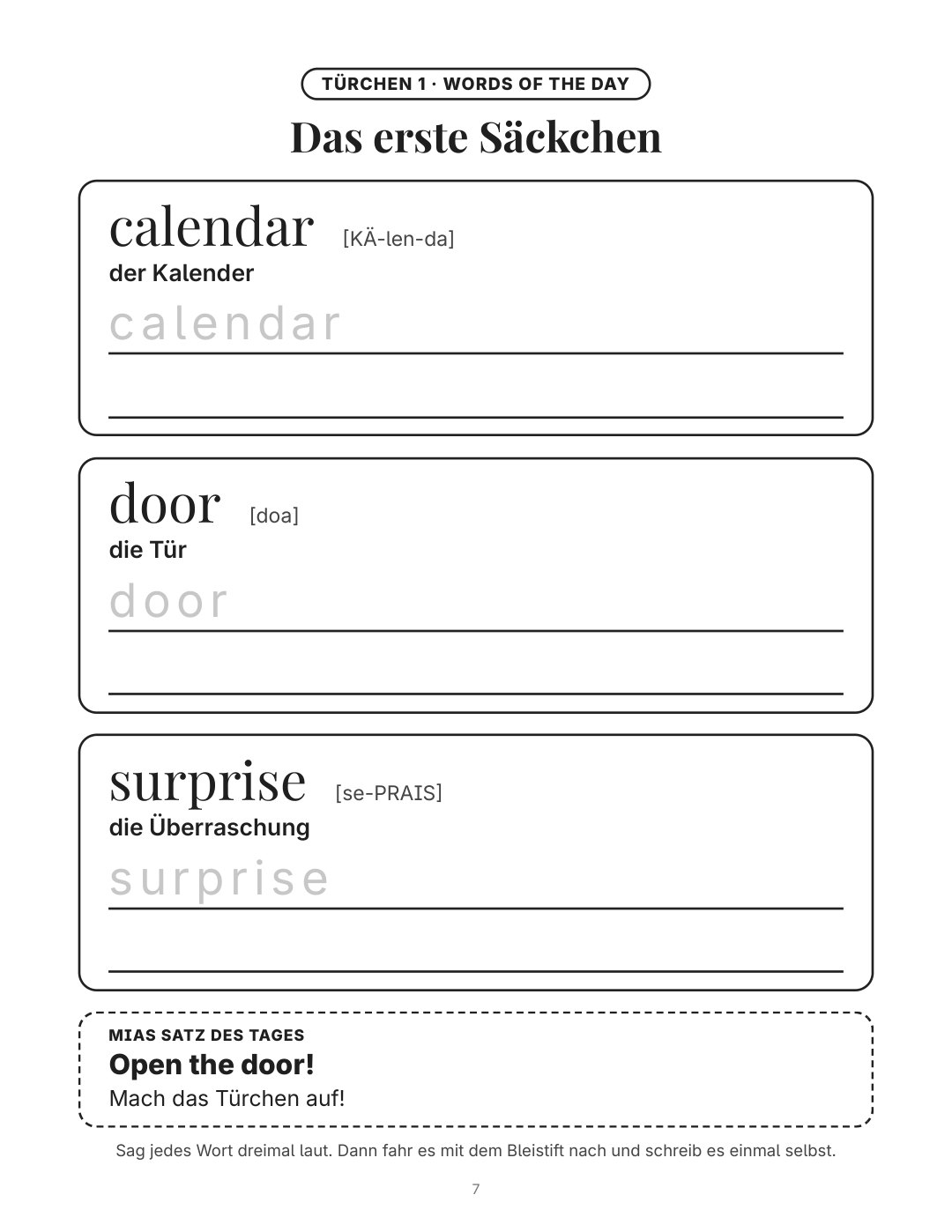 Words of the day: drei englische Wörter mit Aussprache