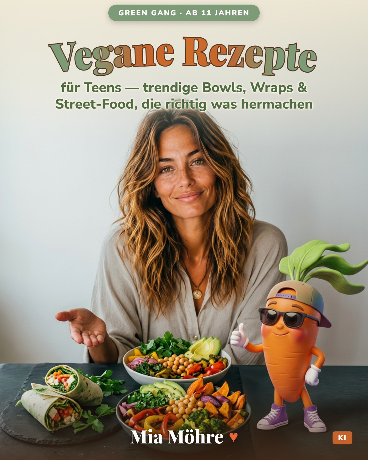 Cover: Vegane Rezepte für Teens — Green Gang ab 11 mit Mia Möhre & Veggi